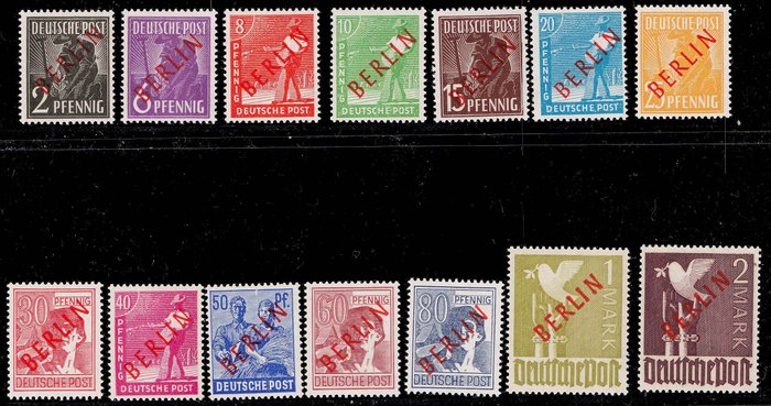 Berlin 1948 - BERLIN røde overprint mint aldrig testet Schlegel BPP - Michel 21-34