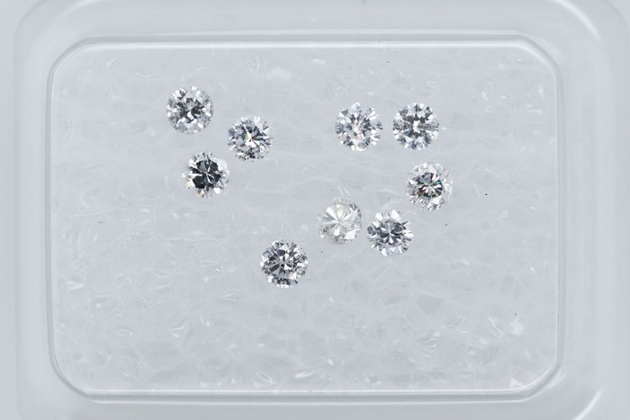 Ingen mindstepris - 9 pcs Diamant  (Natur)  - 0.34 ct - Rund - I1, I2, I3, SI1, SI2 - Gem Report Antwerp (GRA) - INGEN RESERVEPRIS