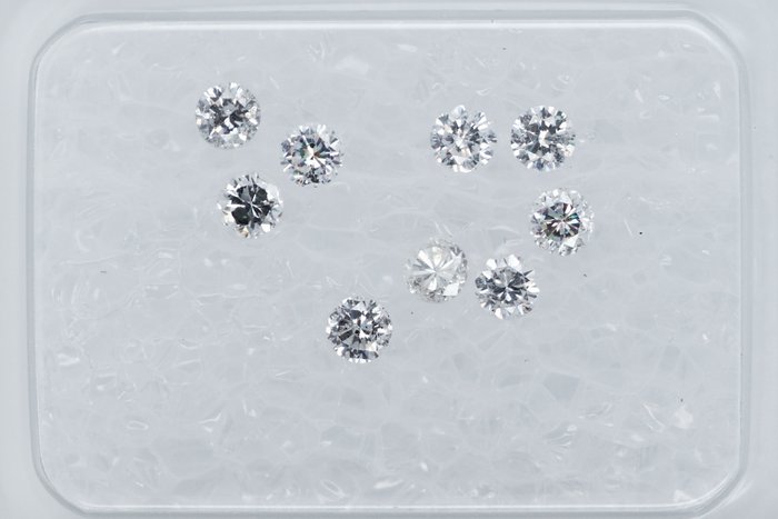 Ingen mindstepris - 9 pcs Diamant  (Natur)  - 0.34 ct - Rund - I1, I2, I3, SI1, SI2 - Gem Report Antwerp (GRA) - INGEN RESERVEPRIS