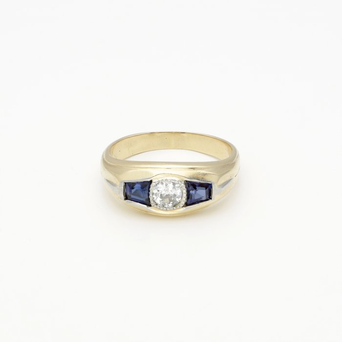 Ingen mindstepris - Ring - 14 karat Gulguld Diamant (Natur)  - Safir