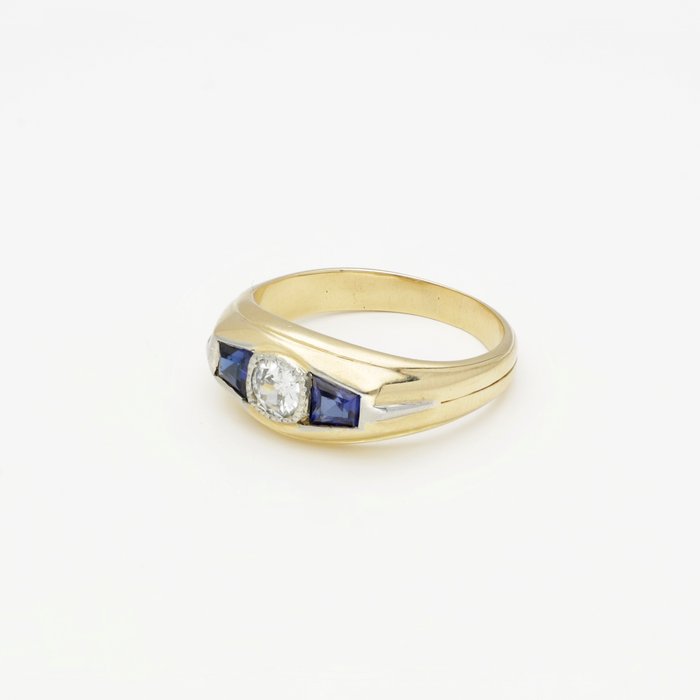 Ingen mindstepris - Ring - 14 karat Gulguld Diamant (Natur)  - Safir