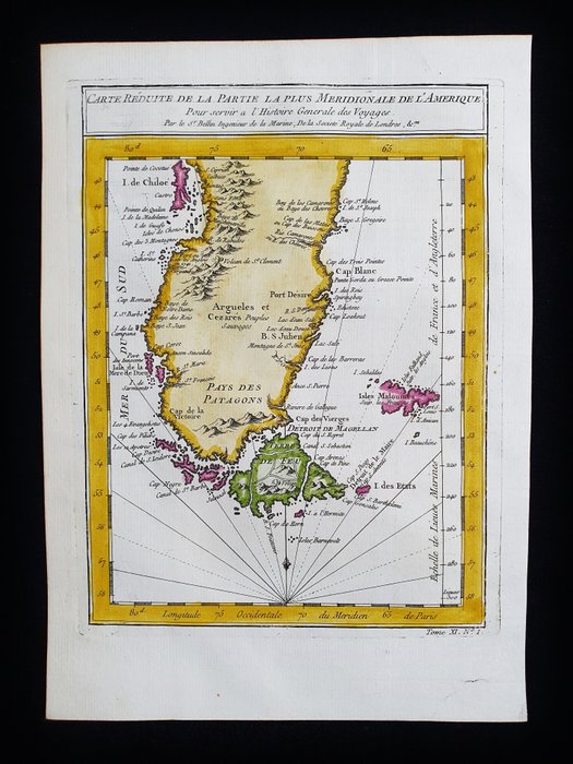 America - Sydamerika / Patagonien / Tierra del Fuego / Chile; La Haye, P. de Hondt / J.N. Bellin / A.F. Prevost - Carte reduite de la partie, la plus Meridionale de l'Amerique - 1721-1750