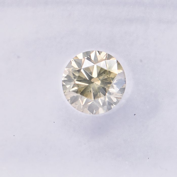 Ingen mindstepris - 1 pcs Diamant  (Naturfarvet)  - 0.46 ct - Rund - Fancy light Brunlig, Grønlig Gul - I1 - International Gemological Institute (IGI)