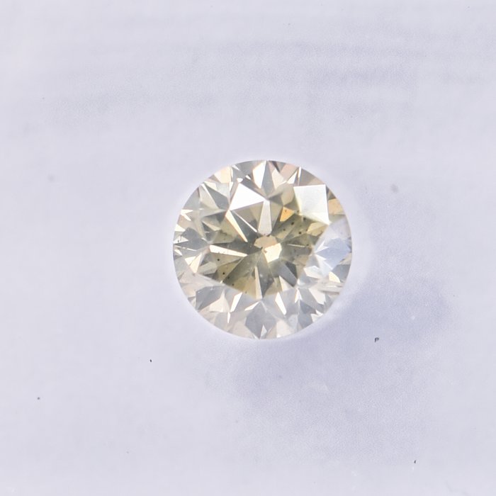 Ingen mindstepris - 1 pcs Diamant  (Naturfarvet)  - 0.46 ct - Rund - Fancy light Brunlig, Grønlig Gul - I1 - International Gemological Institute (IGI)