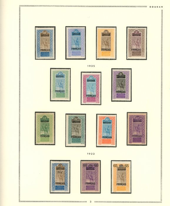 Fransk koloni 1921 - Næsten komplet samling af Sudan før uafhængighed, Post, PA, Skatter og Blok,...