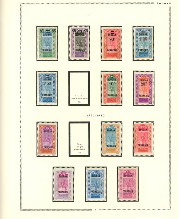 Fransk koloni 1921 - Næsten komplet samling af Sudan før uafhængighed, Post, PA, Skatter og Blok,...