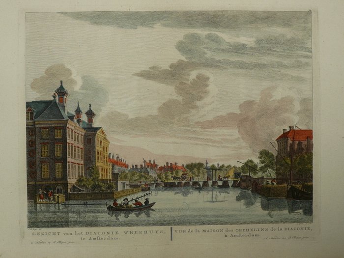 Holland - Amsterdam; Simon Fokke / P Fouquet - Gezicht van het Diaconie Weeshuys te Amsterdam - 1761-1780