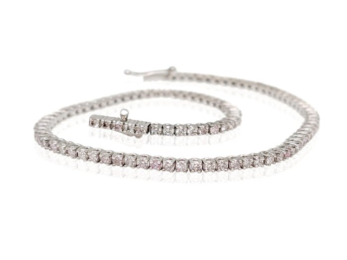 Ingen mindstepris - Armbånd - 14 karat Hvidguld -  177ct tw Lyserød Diamant (Naturfarvet) - Pink - GWLab