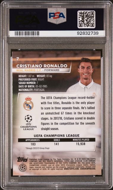 2022/23 - Topps - Stadium Club Chrome UCL - Cristiano Ronaldo - #7 - 1 Graded card - PSA 10