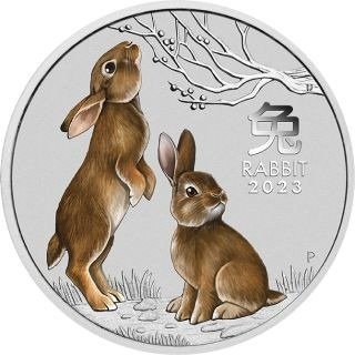 Australien 1 Dollar 2023 Year of the Rabbit - Colorized 1 Oz (999)  (Ingen mindstepris)