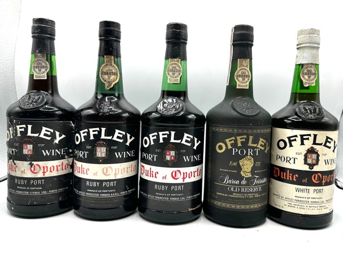 Offley  Port; 3 x Ruby , Baron de Forrester Old Reserve  White Port -  Porto  - 5 Flasker (0,75 L)