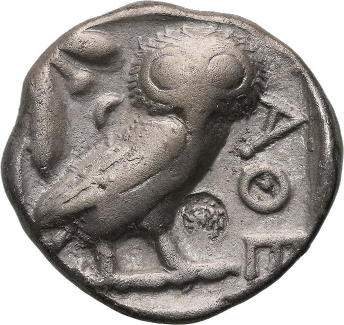 Attica, Athen. Tetradrachm - mid-mass coinage issue,  440-404 BC - Countermarked on obverse and reverse