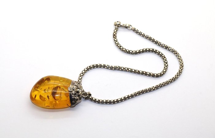 Baltic Butter Amber halskæde sølv 925 - Rav  (Ingen mindstepris)