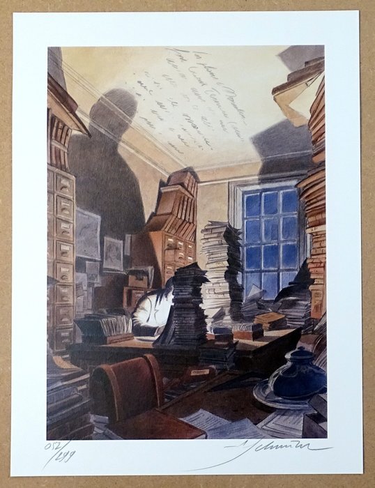 Schuiten, François - 1 Offset Print - Bibliothèque Mondaneum