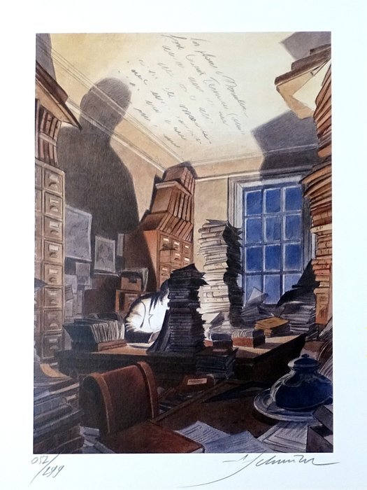 Schuiten, François - 1 Offset Print - Bibliothèque Mondaneum