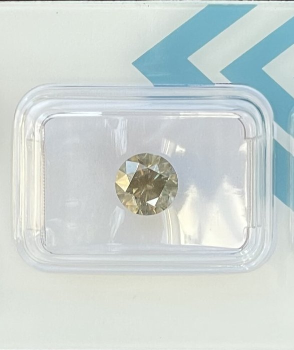 Ingen mindstepris - 1 pcs Diamant  (Naturfarvet)  - 1.50 ct - Rund - Fancy deep Grønlig, Gul Grå - SI2 - International Gemological Institute (IGI) - Fancy .DP.G.Y.G