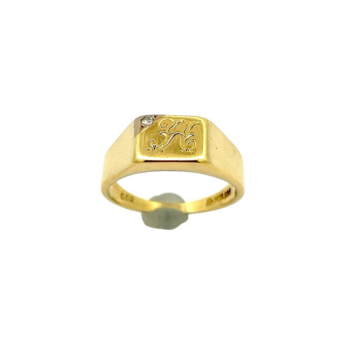 Ring - 14 karat Gulguld -  0.02ct. tw. Diamant (Natur)