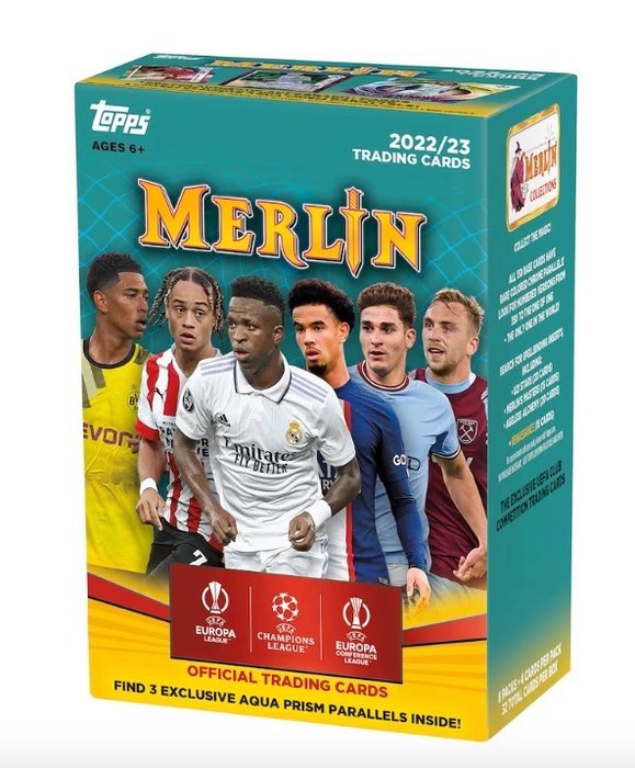 2022/23 Topps Merlin UEFA Club Competitions - Sealed Blaster Box - Chase the Autograph / Match Ball - 1 Sealed box - Næsten så god som ny (NM)