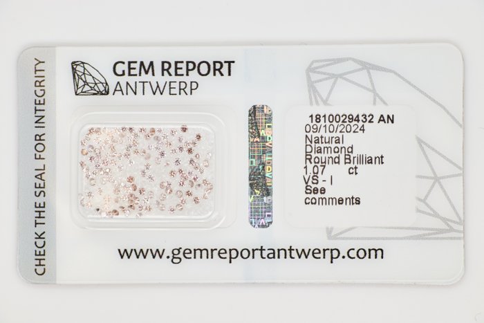 Ingen mindstepris - 133 pcs Diamant  (Natur)  - 1.07 ct - Rund - I1, I2, I3, SI1, SI2, VS1, VS2 - Gem Report Antwerp (GRA) - INGEN RESERVEPRIS