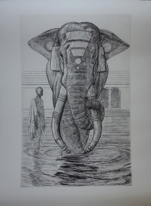 Paul Jouve (1878-1973) - Elephant du temple de Siva