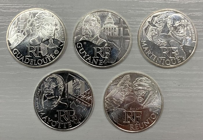 Frankrig. 10 Euro 2012 "Regions" (5 monnaies)  (Ingen mindstepris)