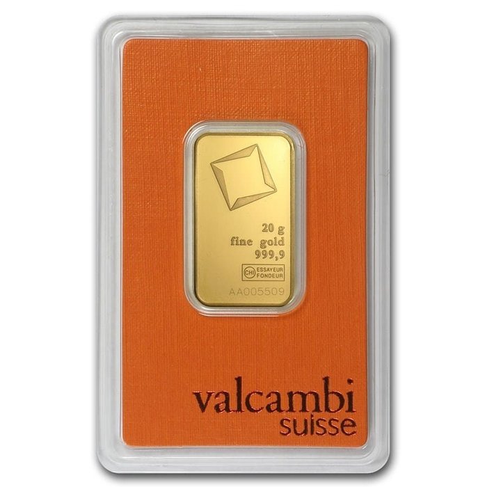 20 gram - Guld 999 - Valcambi, Switzerland - Forseglet