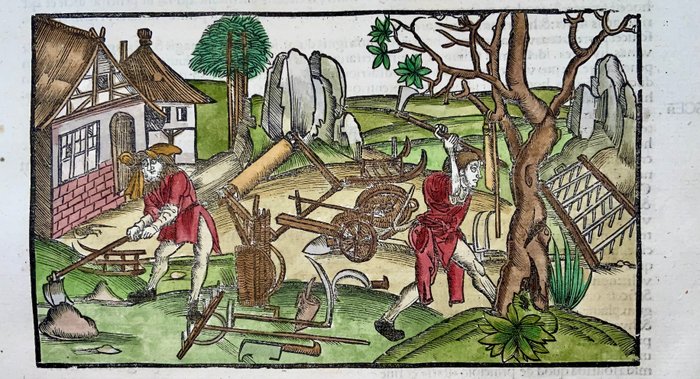 Master of Gruninger Workshop Virgil - Georgics Medieval farming husbandry bucolic scene - 1517 - 1517