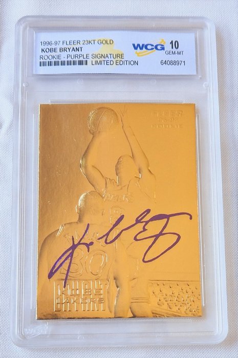 1996/97 Fleer 23KT Gold Kobe Bryant Rookie Purple Signature WCG 10 - 1 Graded card