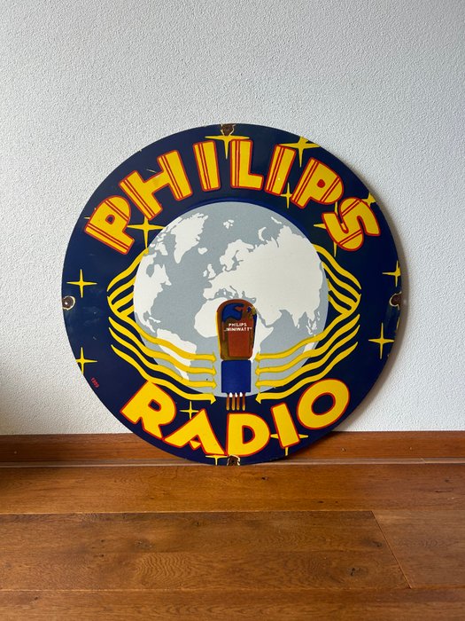 Philips Miniwatt - PHILIPS RADIO 1959 - Emaljeskilt - XXL reklametavle 76CM - Emalje, Metal