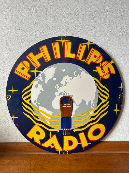 Philips Miniwatt - PHILIPS RADIO 1959 - Emaljeskilt - XXL reklametavle 76CM - Emalje, Metal