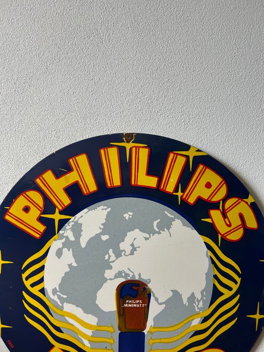 Philips Miniwatt - PHILIPS RADIO 1959 - Emaljeskilt - XXL reklametavle 76CM - Emalje, Metal