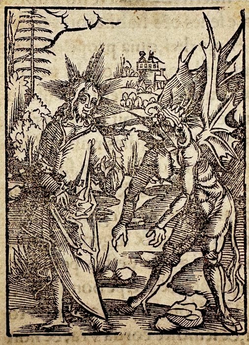 Johannes Grüninger (1487–1532) - Jesus is tempted by the devil in the desert - 1517