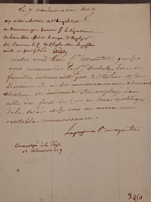 Joséphine de Beauharnais - Lettre de Joséphine de Beauharnais signée Lapagerie Bonaparte - 1800