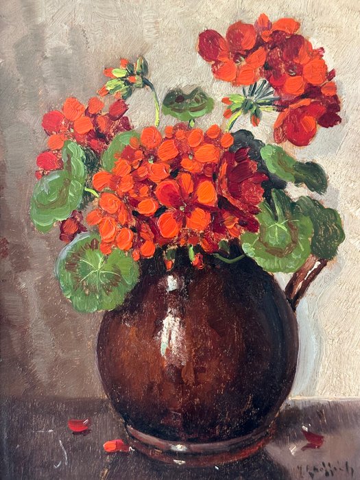 H.Endlich (XX) - Still life with geraniums