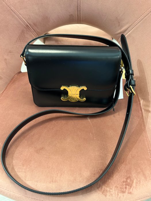 Céline - Celine Triomphe Pelle Nera - Crossbody-taske