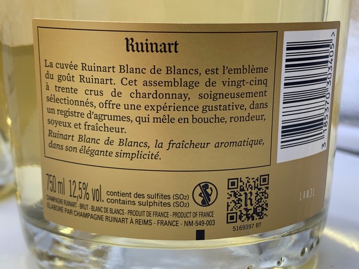 Ruinart, Caisse Cave - Champagne Blanc de Blancs - 4 Flasker (0,75 L)