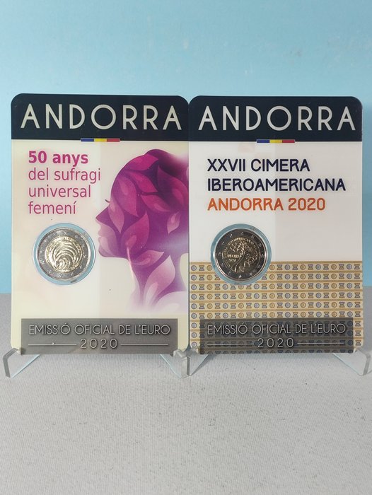 Andorra. 2 Euro 2020 "Ibero-American Summit" + "50 Years of Women's Voting" (2 monete)  (Ingen mindstepris)