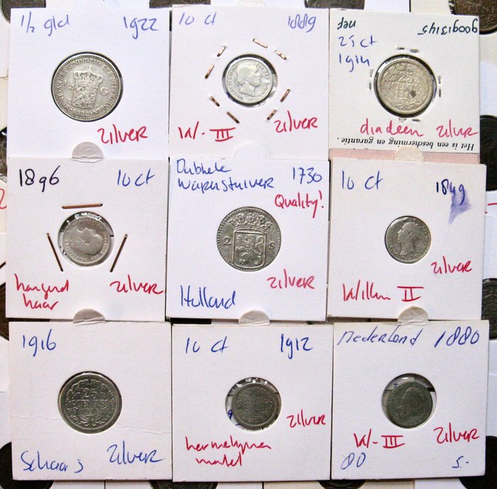 Holland. Duit t/m 50 Gulden 1689-2001 partij met meer dan 600 munten in munthouders incl. veel zilver