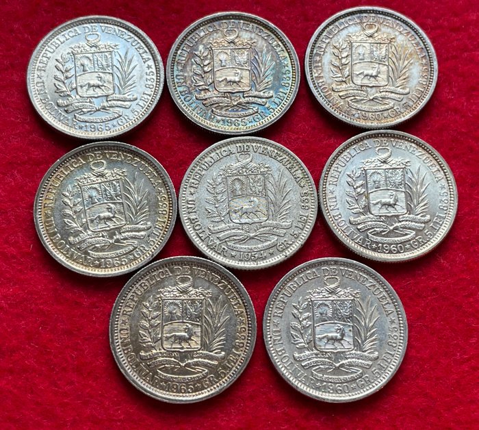 Venezuela. Bolivar Lote de 8 monedas de Venezuela  (Ingen mindstepris)