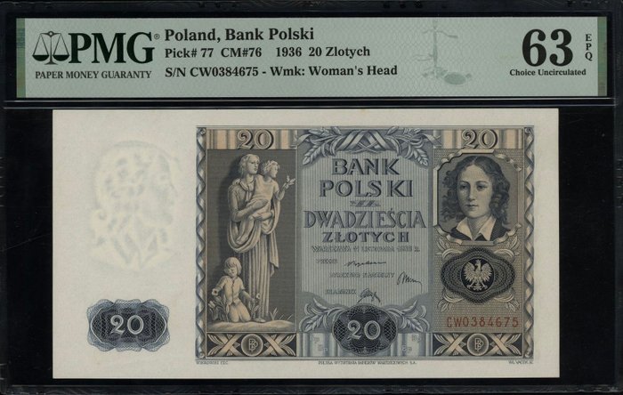 Polen. - 20 Zlotych 1936 - Pick 77 - Lucow 686 (R0), Miłczak 76  (Ingen mindstepris)