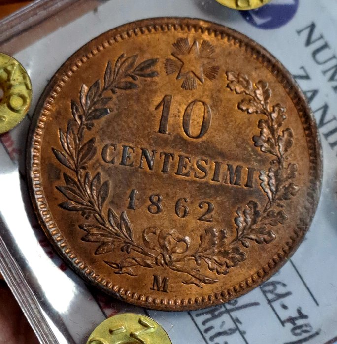 Italien, Kongerig Vittorio Emanuele II. 10 Centesimi 1862 - Milano