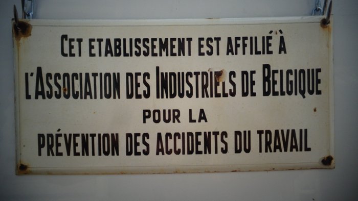 Association Des Industriels de Belgique -Prevention des Accidents du Travail - Emaljeplade - Emalje