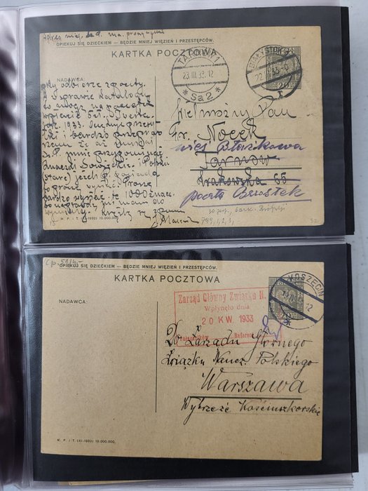 Polen 1932/1934 - Postpapir Cp51 - Cp63 smuk samling i album