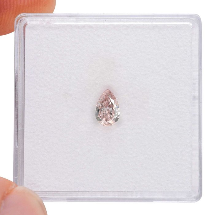 1 pcs Diamant  (Naturfarvet)  - 0.28 ct - Pære - Fancy Brunlig Lyserød - SI2 - Gemological Institute of America (GIA)