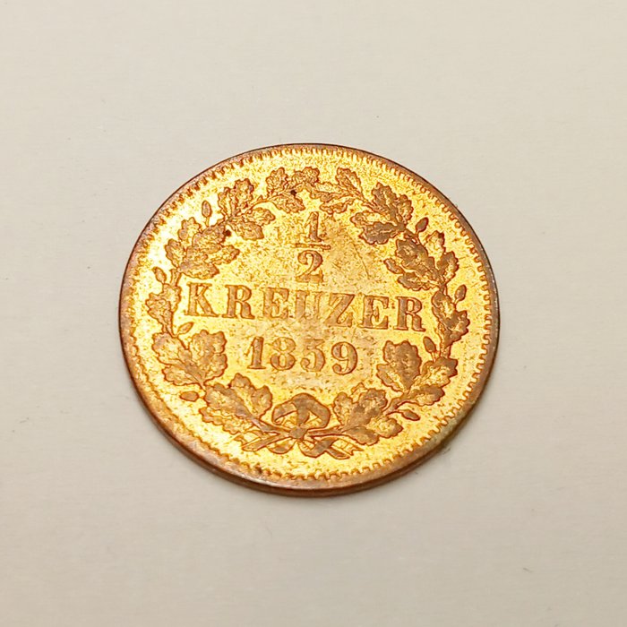 Tyskland Baden 1/2  Kreutzer 1859  (Ingen mindstepris)