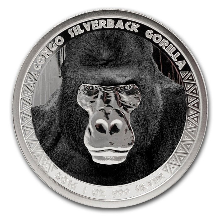 Congo 5000 Francs 2016 Silverback Gorilla - Colorized 1 Oz (999)  (Ingen mindstepris)