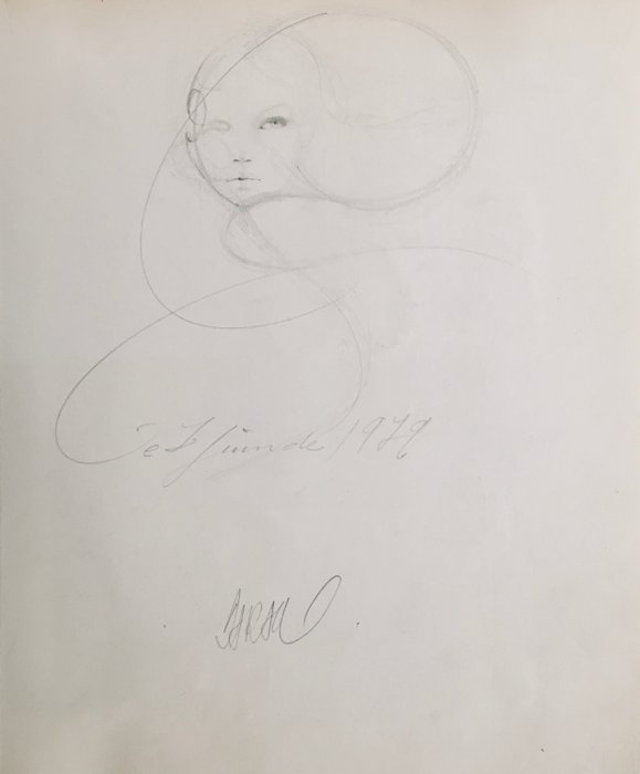 Gérard Daran (1946) - Portrait - Dessin original signé