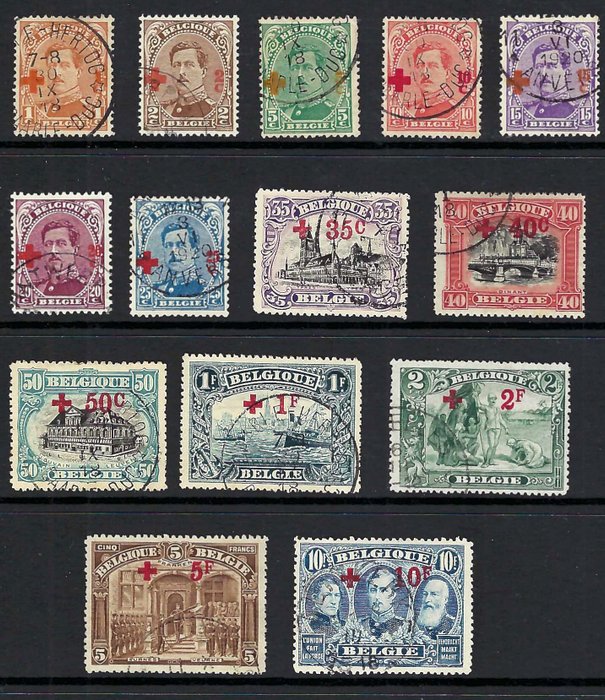 Belgien 1918 - komplet serie "Røde Kors" - OBP/COB 150/63