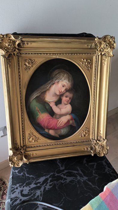 Scuola europea (XIX), firmato Kautzner - Madonna con Bambino