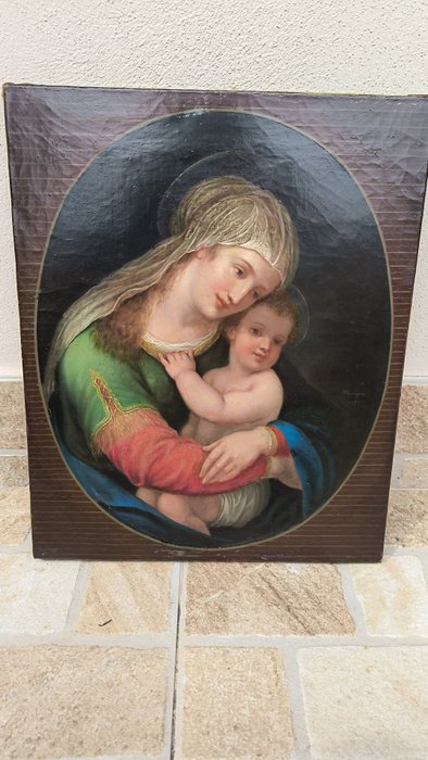 Scuola europea (XIX), firmato Kautzner - Madonna con Bambino